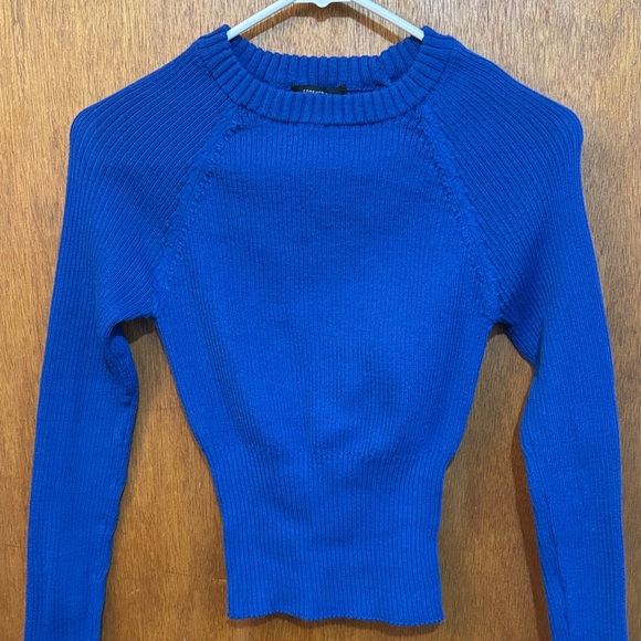 Blue Ribbed Knit Sweater - Picture 2 of 2